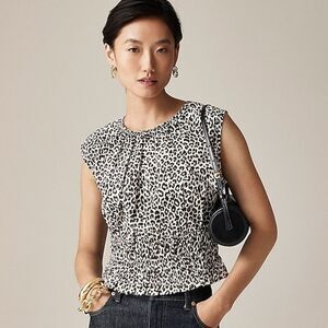 J. Crew Women’s Hyacinth top in leopard cotton poplin Size M
